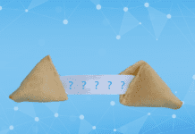 A fortune cookie on a blue background